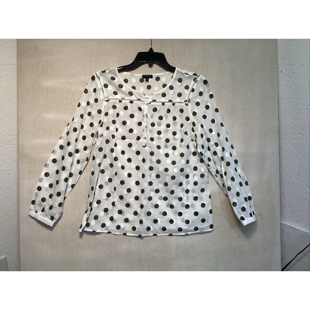talbots top sz MP white/black polka dots